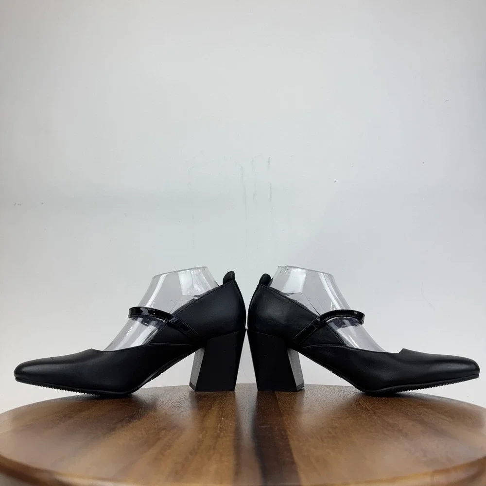 New Womens Blondo Shirley Black Leather Heeled Mary Jane Pumps Size 10 M NWOB - Picture 6 of 9